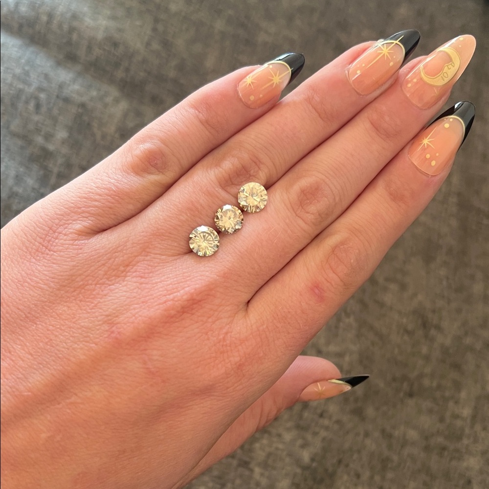 Gorgeous Golden Canary Moissanite or Moissanite Coated CZ 3 Pcs Loose Gemstones